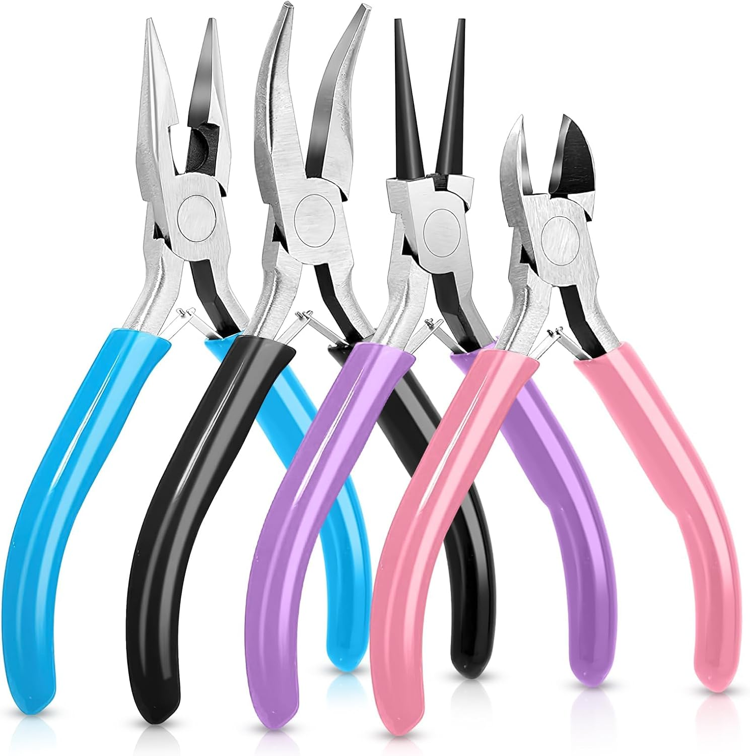 Jewelry Making Pliers Set - 4 Pcs Tools with Wire Cutters, round Nose, Chain Nose, Bent Nose - Mini Pliers for Jewelry Repair, Crafts, and Supplies image number 1