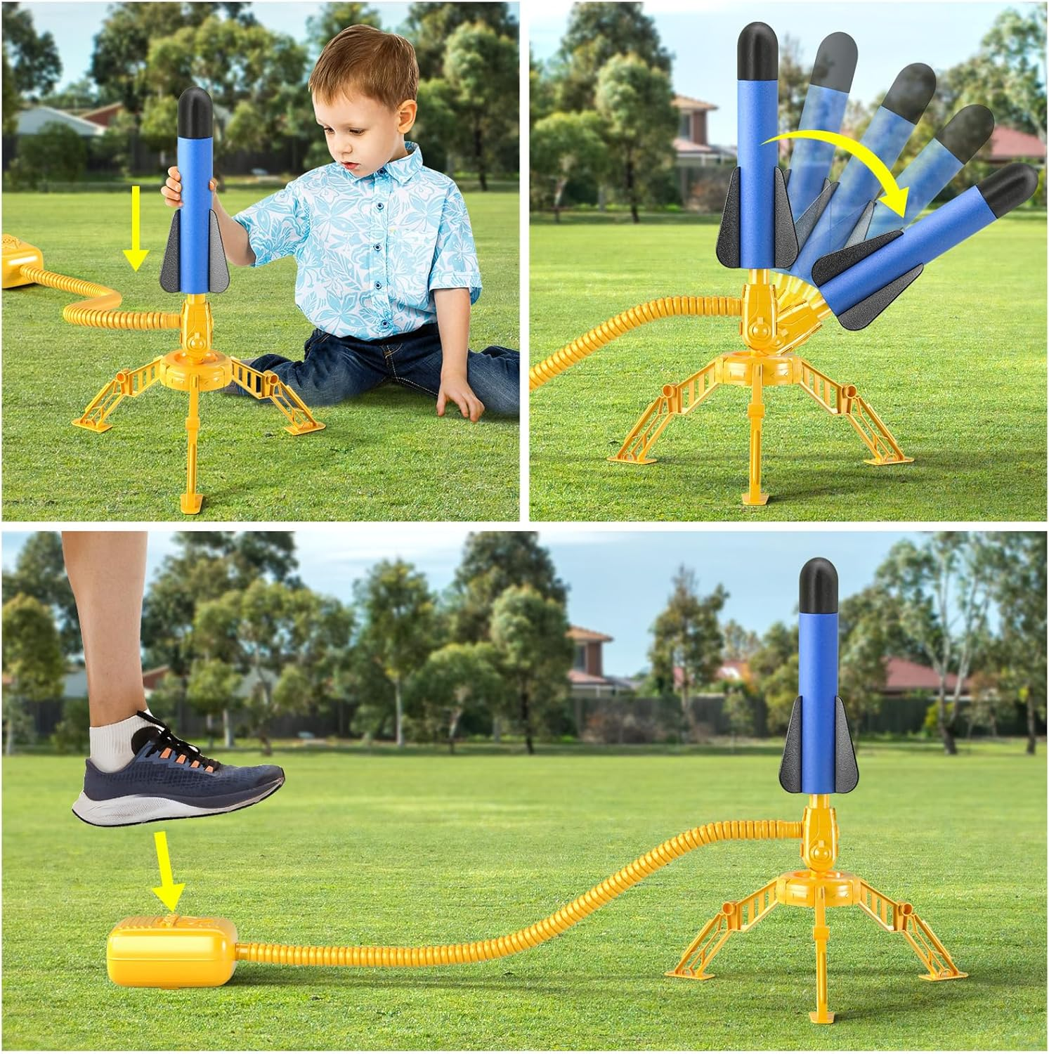 Rocket Launcher for Kids, 12 Foam Rockets and Launcher Pad, Launch up to 100+Ft, Kids Outdoor Toys, Birthday Gift Toys for Toddlers Boys Girls Age 3 4 5 6 + Years Old image number 3