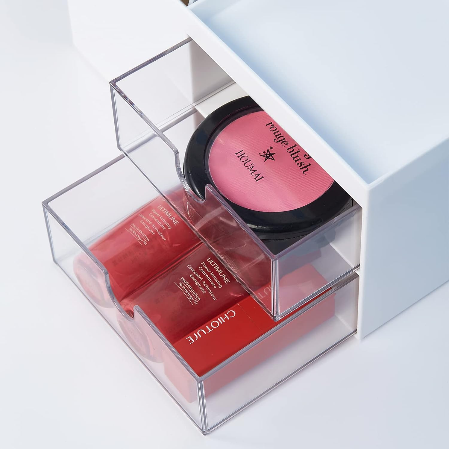 LETURE Office Desk Organizer with Drawer, Office Supplies and Desk Accessories, Business Card/Pen/Pencil/Mobile Phone/Stationery Holder Storage Box (White) image number 5