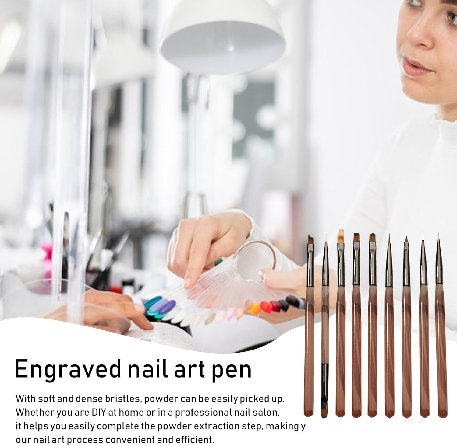 Nail Design Brushes - 9X Nail Design Painting Brushes | Nail Liner Brush for Home Salon Use, Nail Polish Brushes, Tool Set image number 6