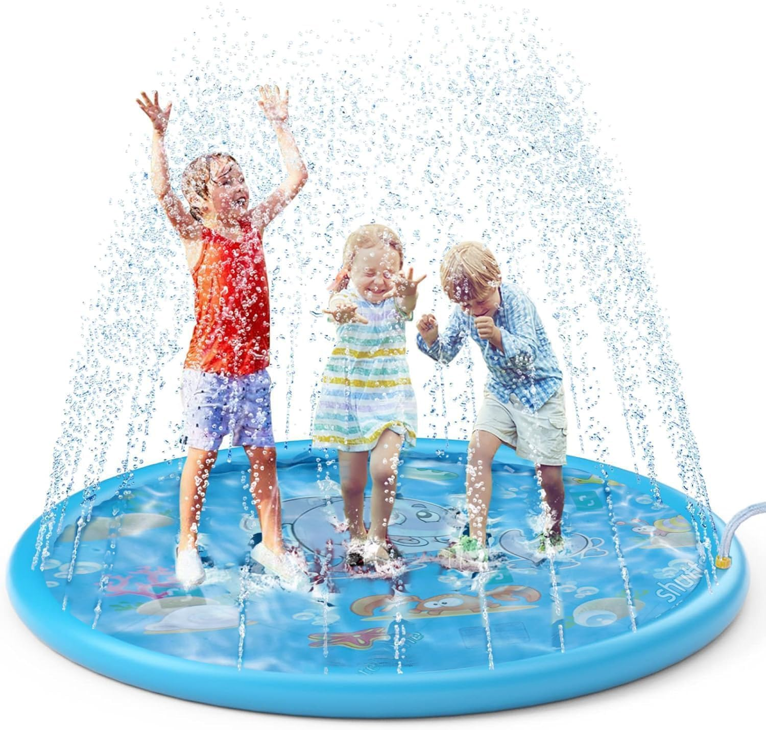 LALAASHHOP Splash Pad for Kids and Dogs, Non-Slip Sprinkler Pad Thicken Pool Summer Outdoor Water Toys, Backyard Fountain Play Mat for Baby Toddlers Boys Girls Pet(67Inch) image number 1