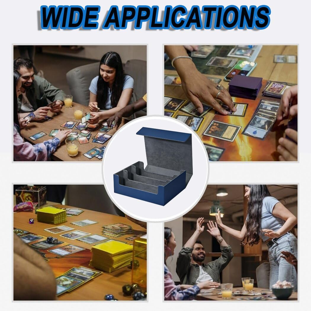 BEANPRECOY Card Storage Box Case Holds 1800+ Single Sleeved Cards Storage Box Easy to Use Strong Magnet Card Box Fits Magic Game Cards Leather Magnetic Closure Commander Storage Box image number 5