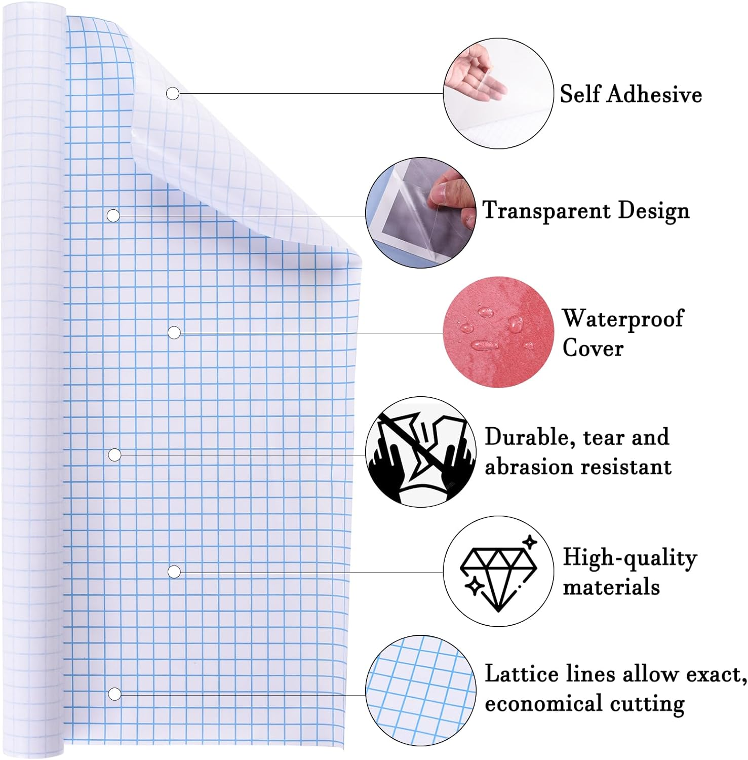 Lparkin 45 X 150 Cm （17.7In X 4.9Ft） Clear Book Cover Self Adhesive, Tear & Water Resistant Plastic Cover for Books and Documents Clear Roll, Easy Peel Liner Transparent Book Cover Film image number 1