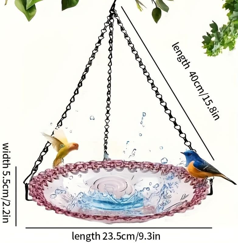 2Pcs Hanging Bird Feeder, Hanging Seed Tray,Bird Bath - Bird Feeder for Outdoor Garden Yard Decoration（Blue and Pink） image number 3