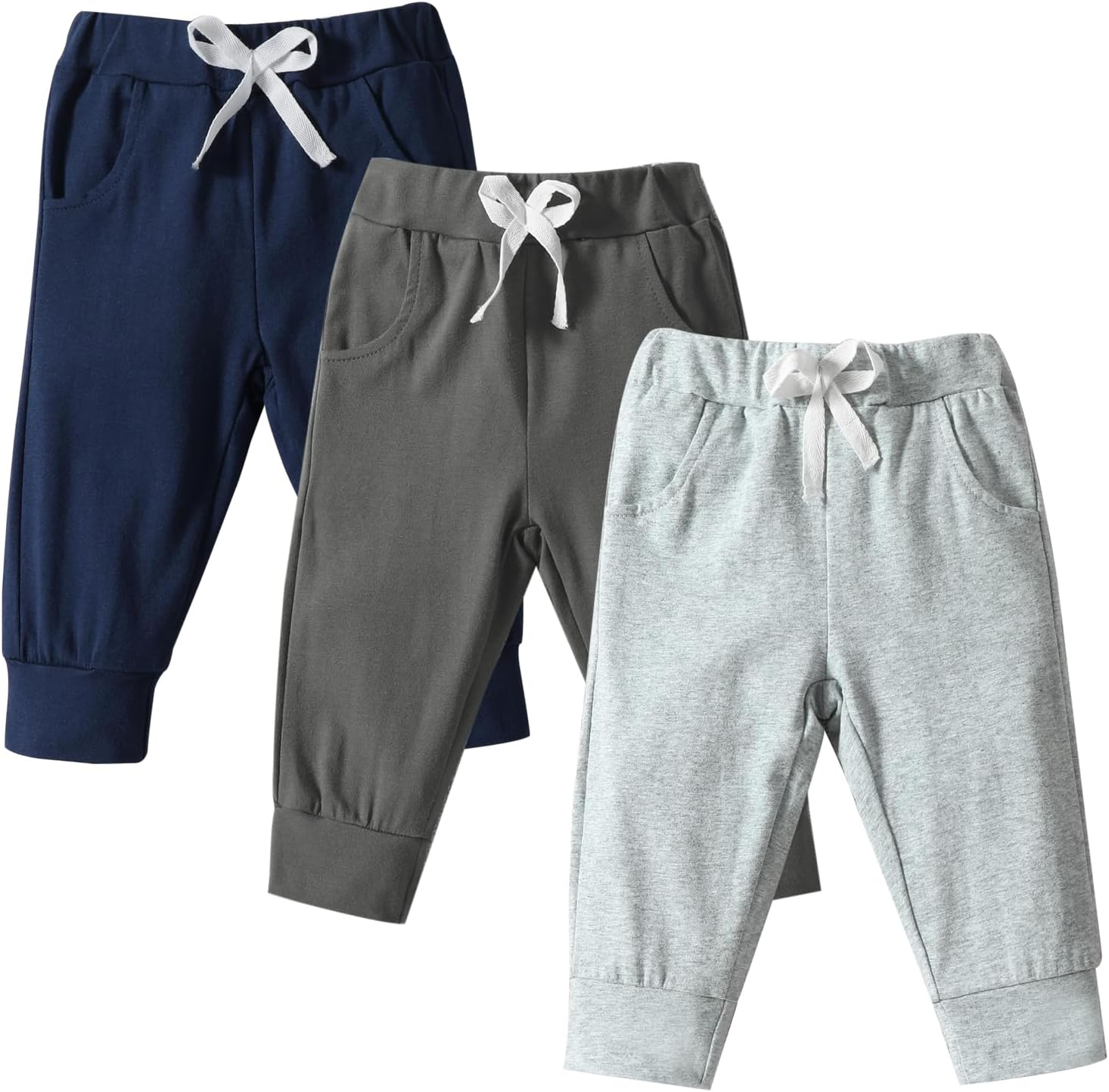 DREAM BUS Pack of 3 Toddler Jogger Pants with Pocket Toddler Boy Sweatpants Baby Boy Pants Infant Newborn Leggings