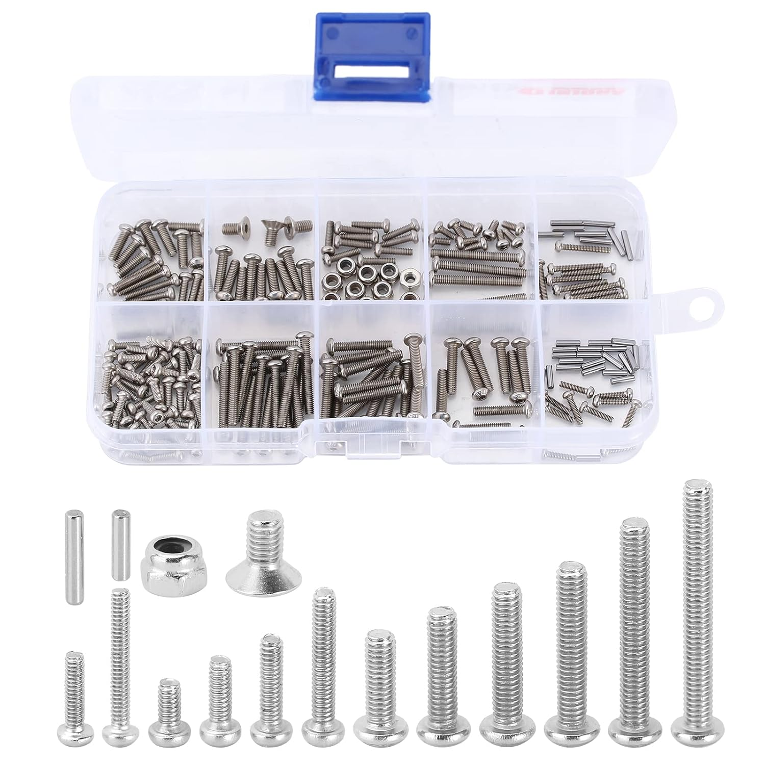 INJORA Screws Pins Nuts M1.6 M2 M2.5 Grade 12.9 Stainless Steel Hex Screws Hardware Kit for TRX4M 1/18 RC Crawler Car image number 5