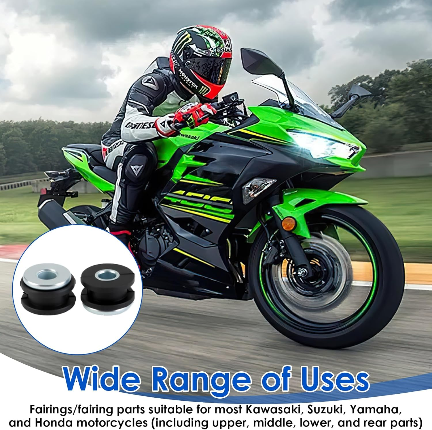 20 Pcs Universal Motorcycle Bike M6 Rubber Grommets Set - Heavy Duty Fairing Cowling Buffer Washers, Pressure Relief Cushions & Shock Absorbing Bushings for Smooth Ride, Fit Most Bikes image number 2