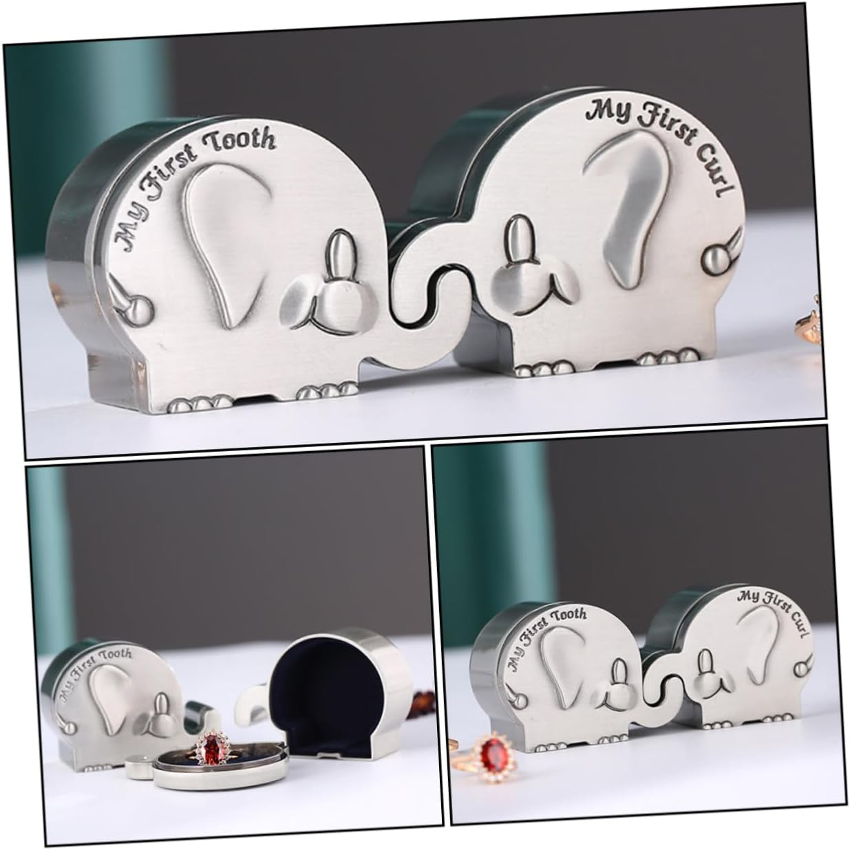 Fetal Hair Collection Box Metal Small Teeth Keepsake Box Silver for Newborn Shower image number 6