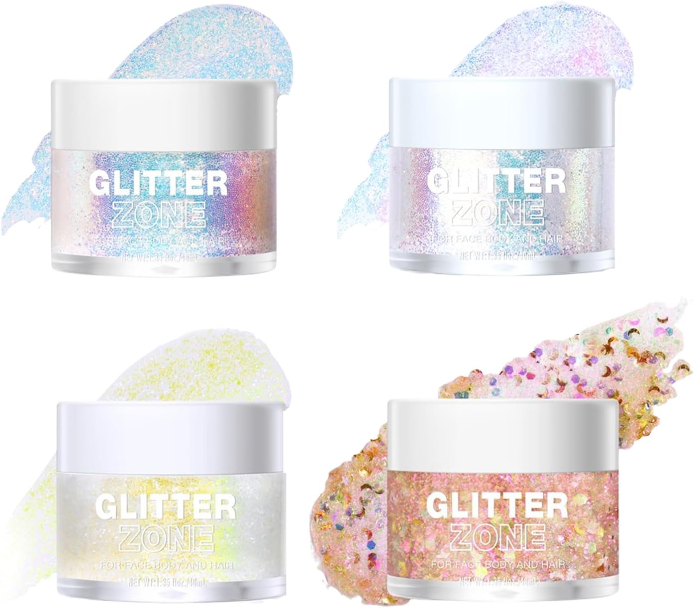 Flygragon Body Glitter Gel, Holographic Chunky Glitters for Body Hair Face Nails, Colorful Mermaids Shimmer Sparkle Makeup for Parties, Halloween, Singer Concerts Disco Festival Rave Accessories
