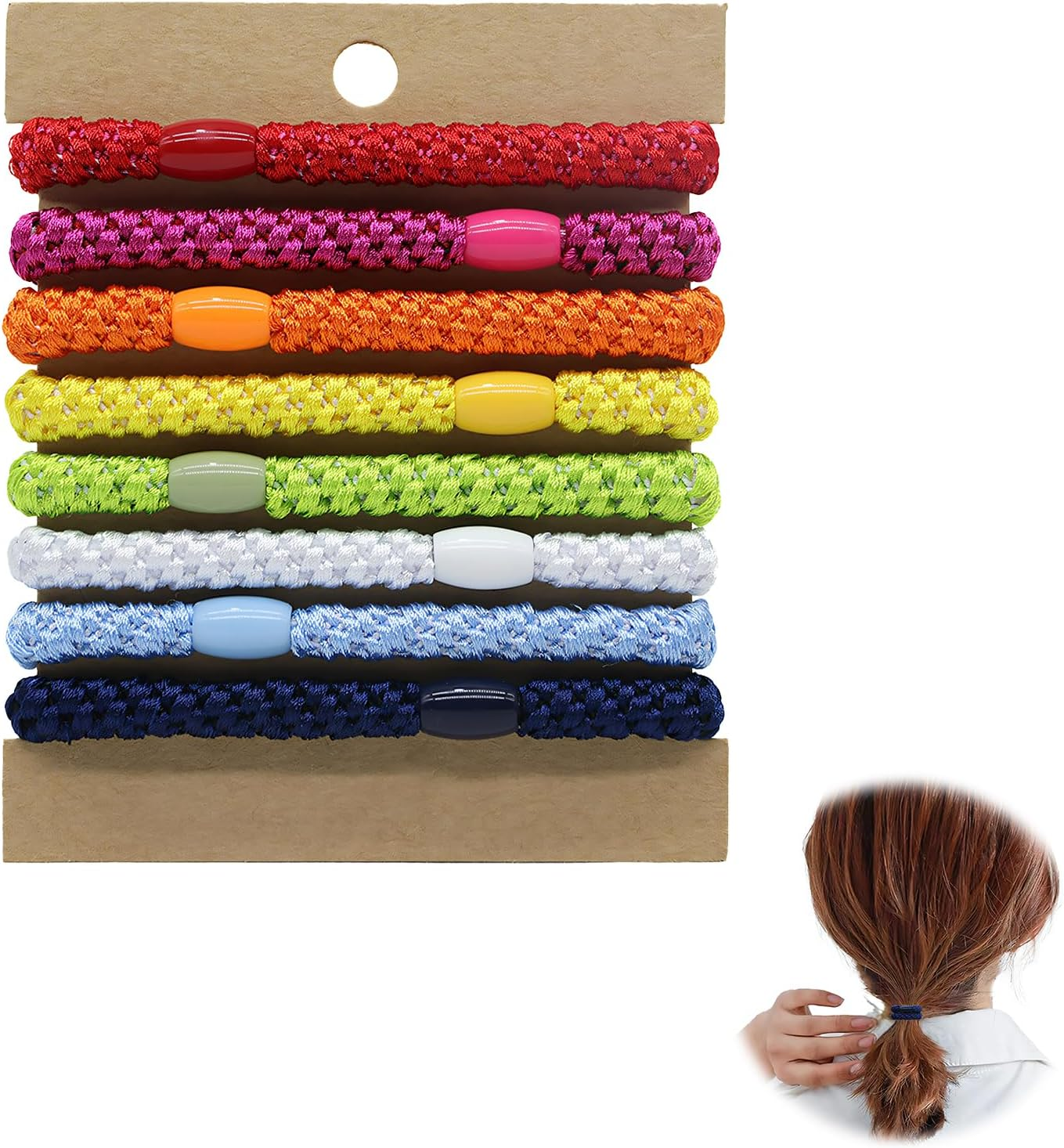 Tiyiyok Girls' Hair Bobbles Pack of 8, Small and Colourful Hair Bands with Stylish Design for Women, Girls and Children with Fine Hair, Coarse Hair, Medium or Long Hair image number 2