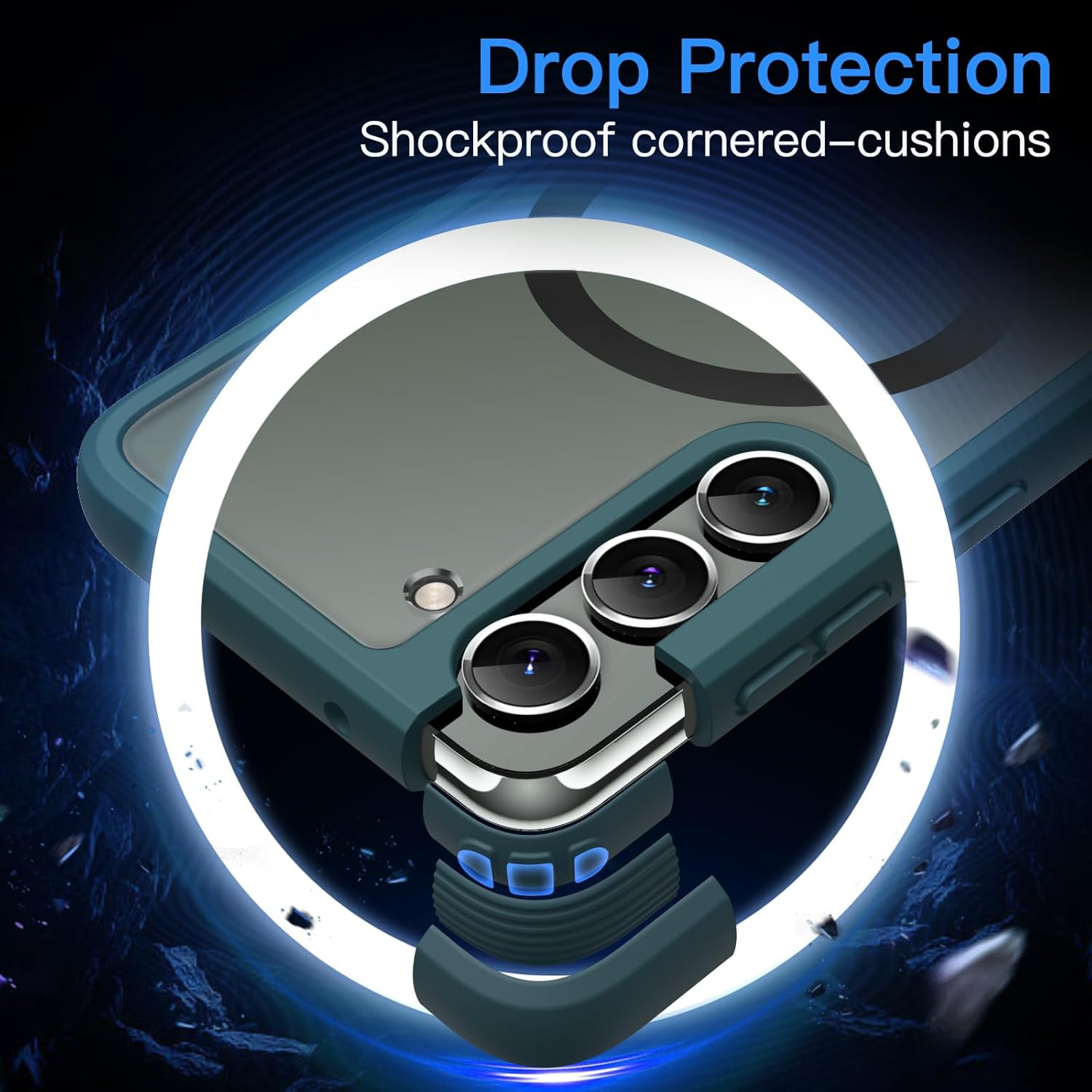 Jetech Magnetic Case for Samsung Galaxy S23 5G 6.1-Inch, Compatible with Magsafe, Translucent Matte Back Shockproof Phone Cover (Midnight Green) image number 1