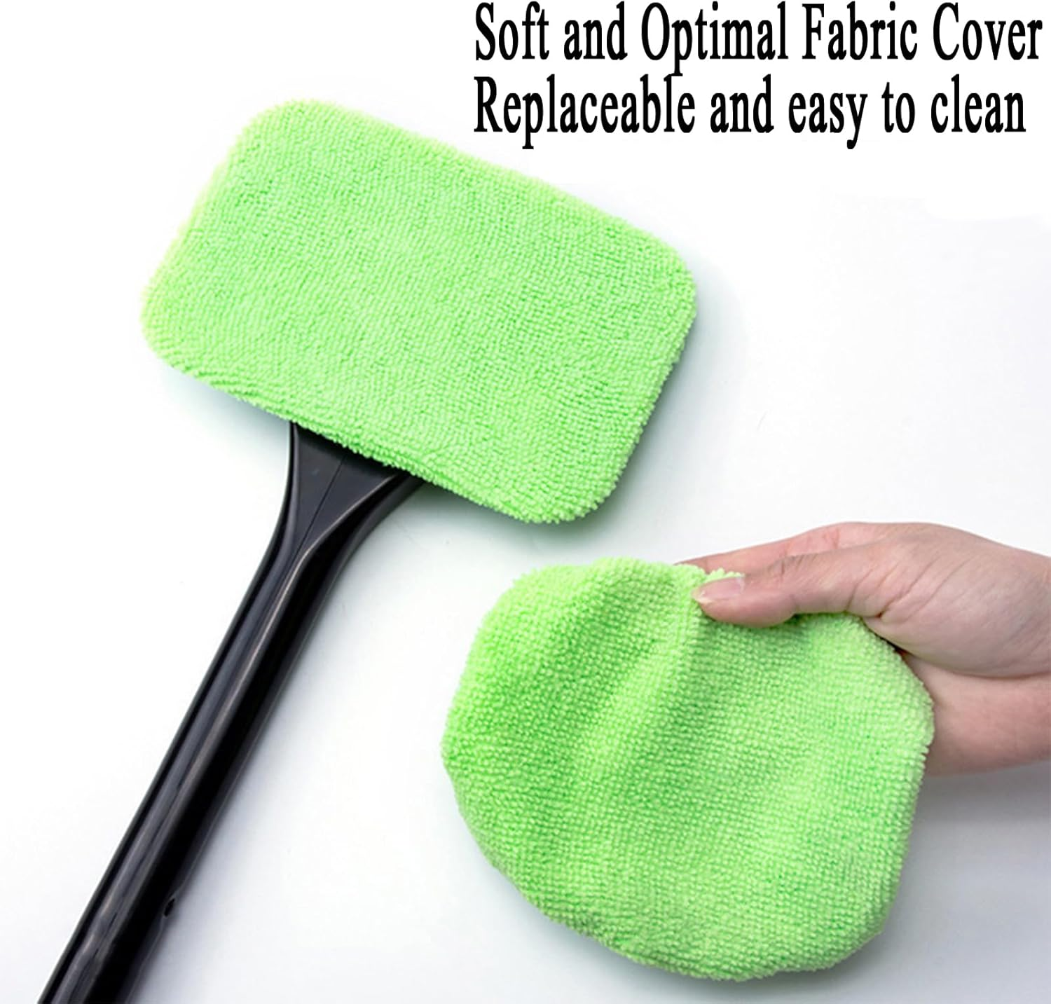 Microfiber Car Window Cleaning Tool, 4 Washable Reusable Cloth Pads,A 180 &deg; Twist Handle image number 6