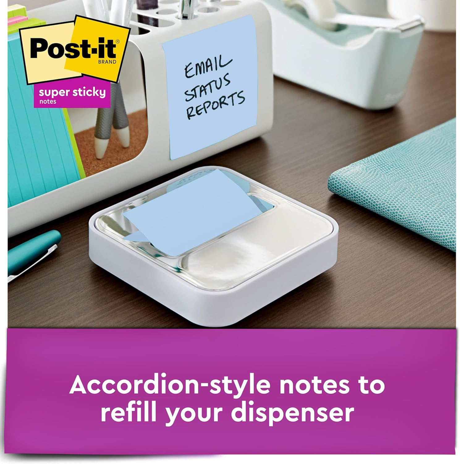 Post-It R330-6SST Super Sticky Pop-Up Notes, 76Mm X 76Mm, Bora Bora Collection Recycled, 6 Pads image number 6