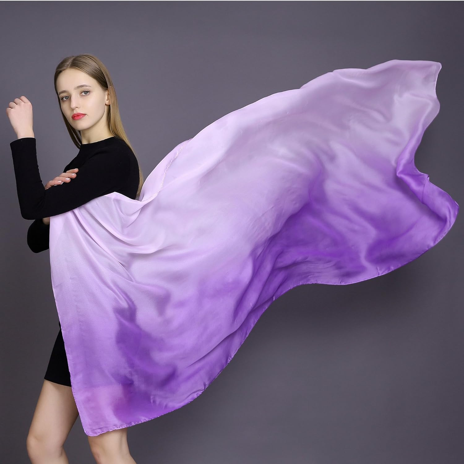 SNUG STAR Cotton Silk Scarf Elegant Soft Wraps Color Shade Scarves for Women - Colorful Gold Thread(Blue) image number 2