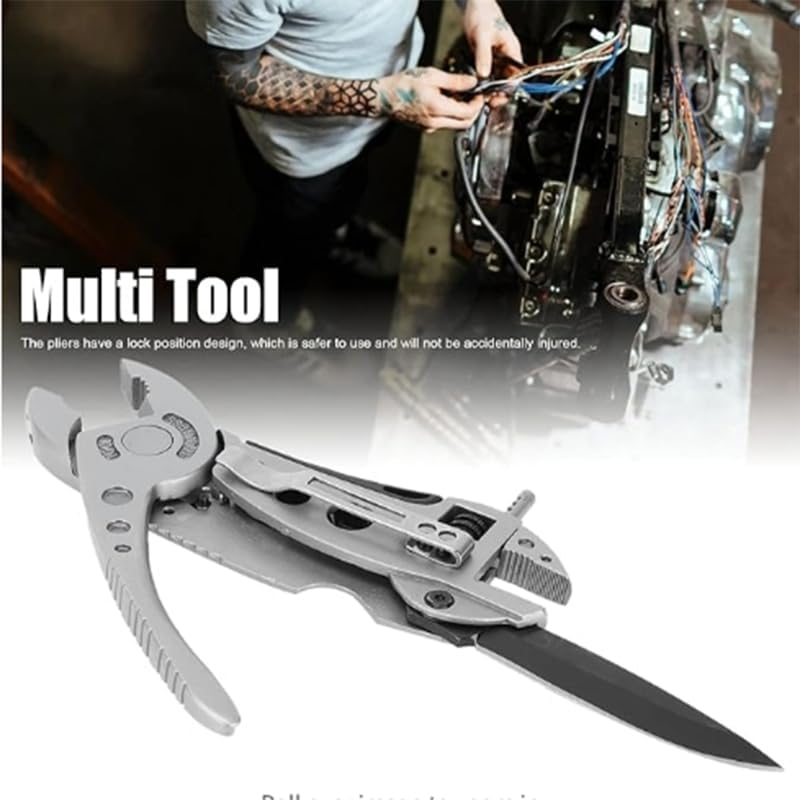 Adjustable Wrench Multitool,Multitool Camping Multi Tool Plier Screwdriver Bits Pliers Survival Emergency Gear Assembly Be Used for Outdoor,Survival,Camping, Hunting and Hiking (Silvery) image number 2
