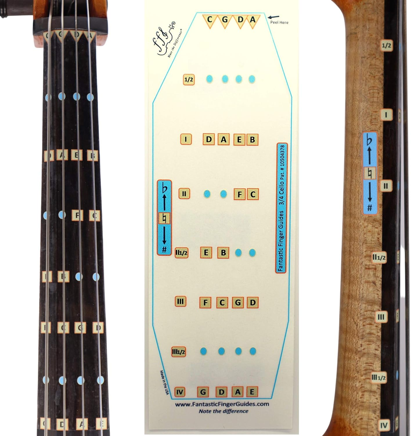 Fantastic Finger Guide for Cellos - Music Accessories for String Instruments, Fingerboard and Fretboard Stickers for Learning All Notes, Learn to Play Cello, 4/4 Size image number 5