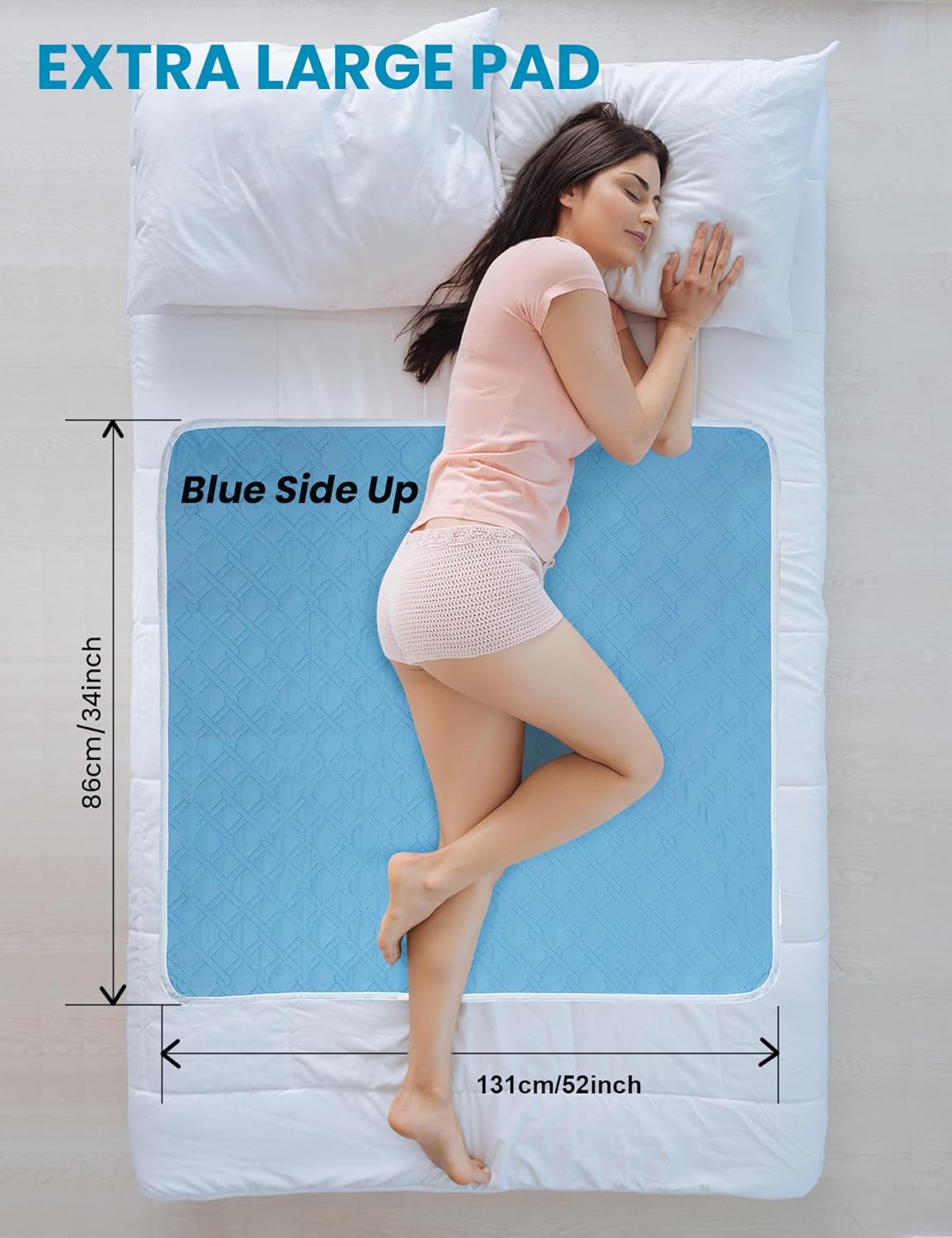 ROTOPATA Incontinence Bed Pads Washable Waterproof, Large Reusable Pee Chucks Sheets, Mattress Pads Underpads Protector for Adults, Elderly, Kids, Baby and Pets Potty Training (4Pcs, 86 Cm X 131 Cm) image number 5