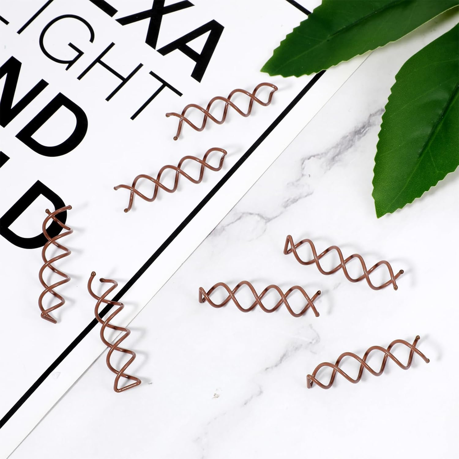 Molain 20PC Spiral Hair Pins, Twist Hair Pins Corkscrew Hair Pins Spin Pins Non-Scratch round Clip Twist Screw Hair Pin for Women Hair Style DIY (Brown) image number 2