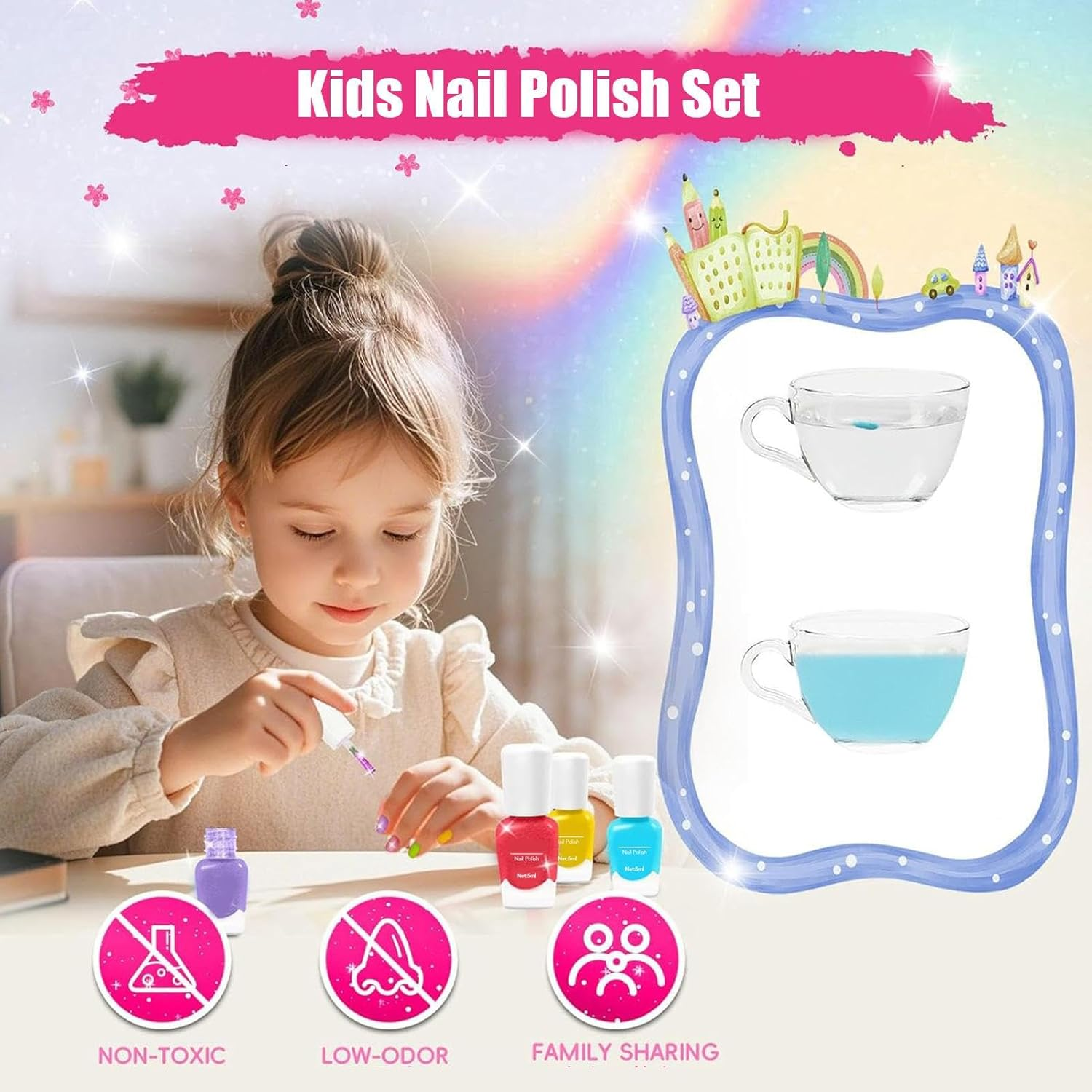 Nail Polish for Kids | 6 Piece Quick Dry Peel off Toys,Quick Dry Nail Polish,For Kids Teen Party Home Salon Wedding Travel Dating Commuting Beginners image number 4