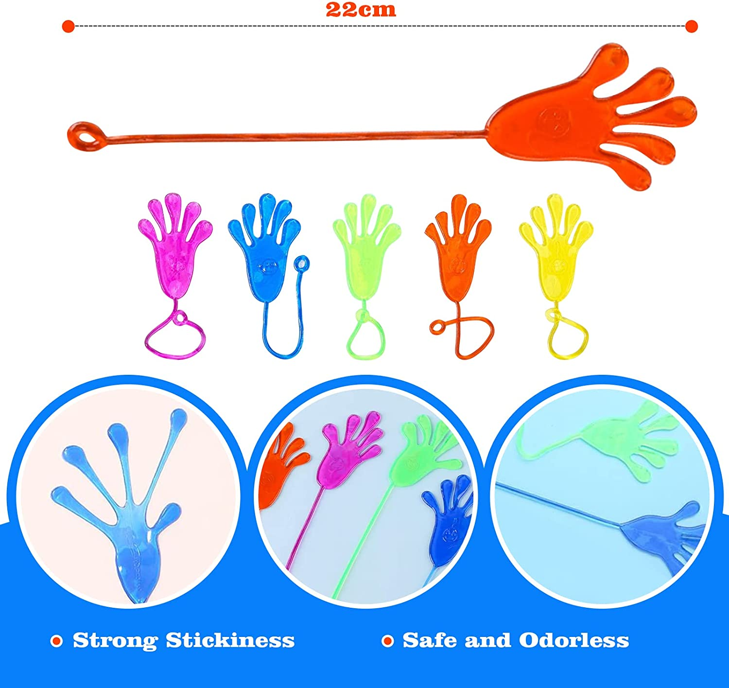 20PCS Sticky Hands, Sticky Finger, Party Favor Sets，Fun Toys, Party Favors, Wacky Fun Stretchy Sticky Hands for People Party Favors PF-9-20 image number 6