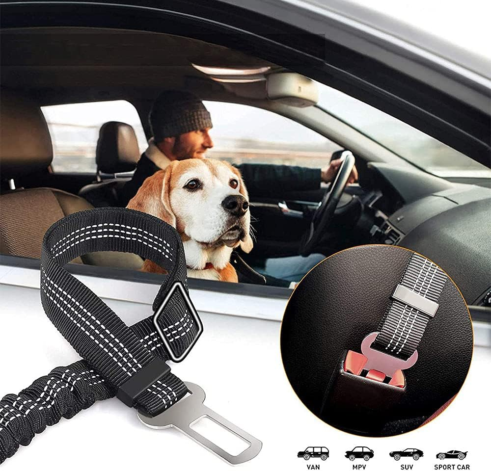 Adjustable Durable Seat Belt, 2 Pieces Pet Car Seat Belt, Adjustable Pet Seat Belt, Harness Dog Car Seat Belt, Adjustable Dog Seat Belt, for Small Medium Large Dogs Car Safety, Black image number 5