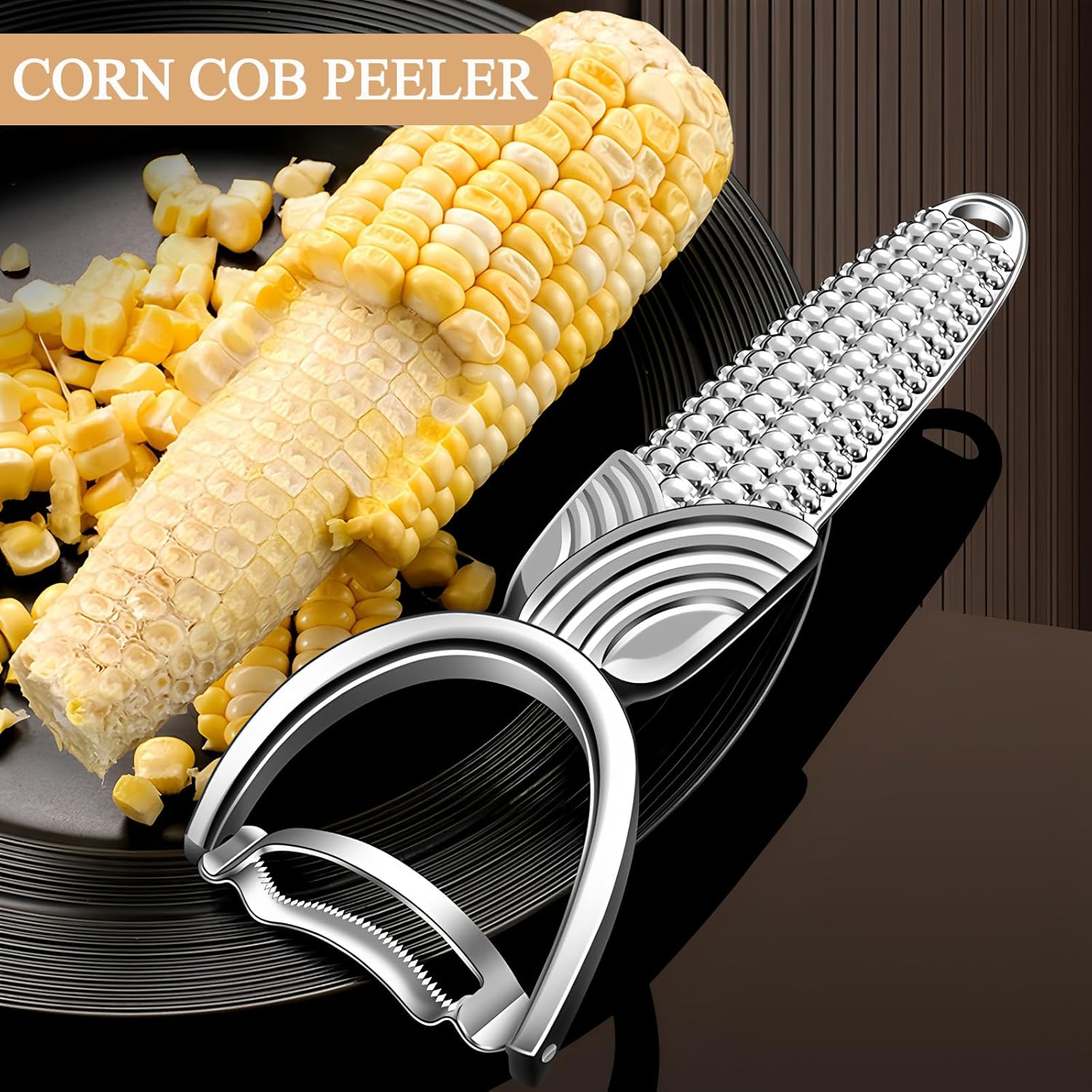 ANMIOU Corn Peeler for Corn on the Cob, Stainless Steel Corn Cob Stripper Tool, Corn Kernel Remover Kitchen Gadget for Fresh Sweet or Cooked Corn image number 4