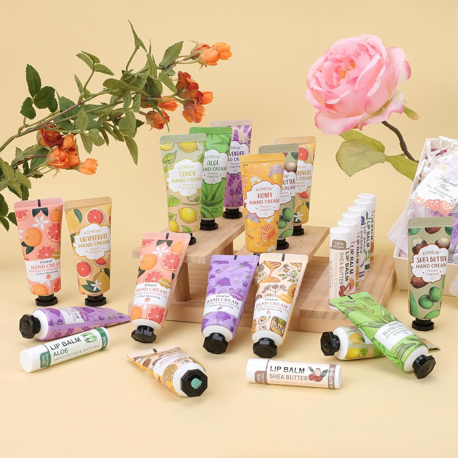 36 Pack Hand Cream Bulk and Lip Balm Bulk Sets, Bridesmaid Gifts, Thank You Gifts and Bridal Shower Gifts for Guests with Thank You Card Organza Bags, Birthday Gifts, Bulk Gifts, Small Gifts for Women image number 2