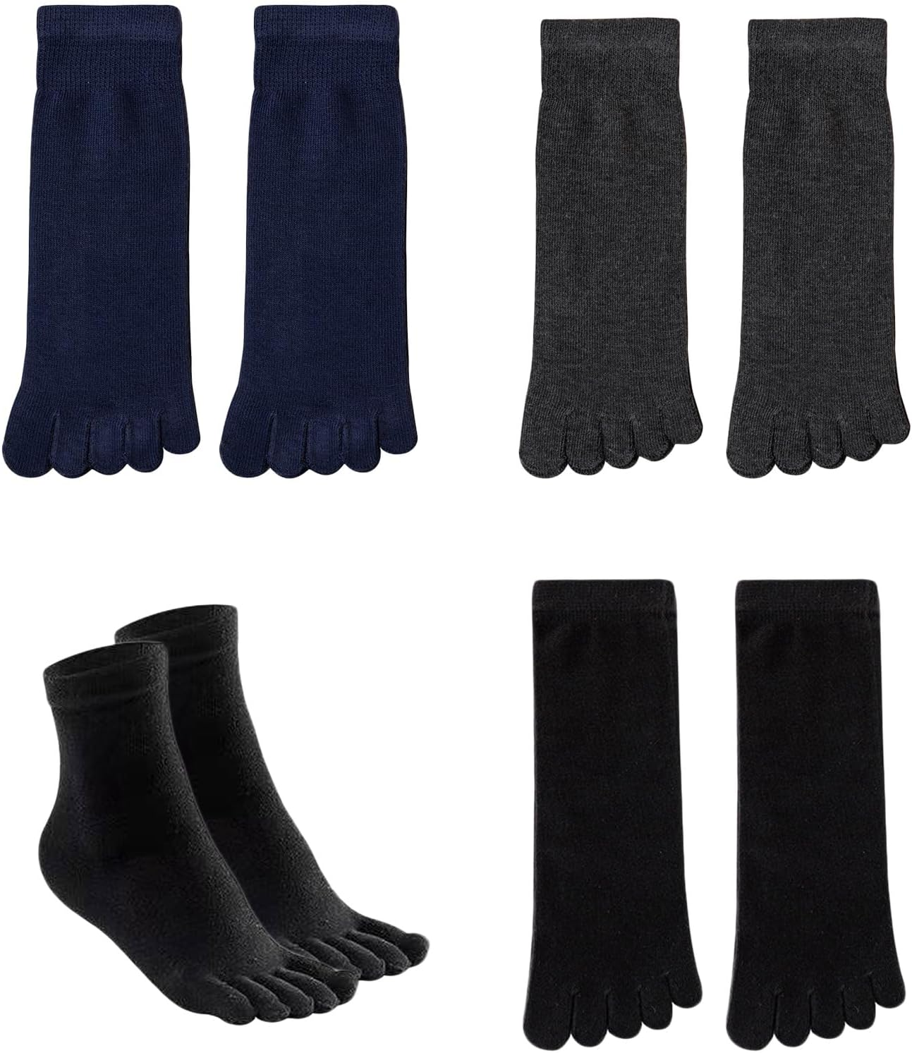 AWOCAN Toe Socks Five Finger Socks Cotton Soft Breathable Running Five Finger Crew Socks for Men Woman