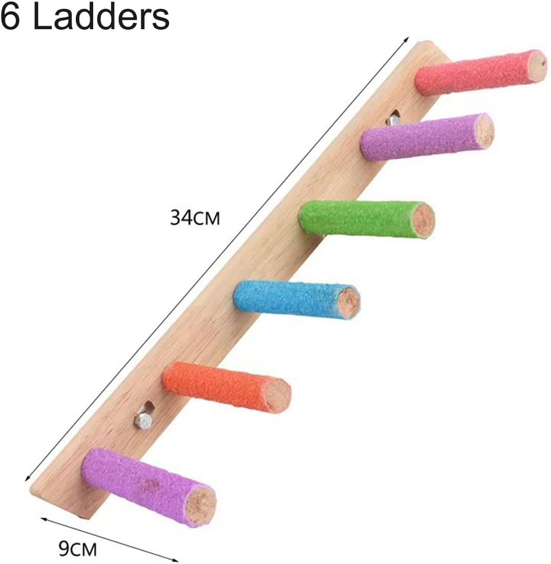 Bird Ladder Stand Interactive Frosted Stand Parakeet Toys for Parrots Birds Nature Wood Bird Perch for Cage