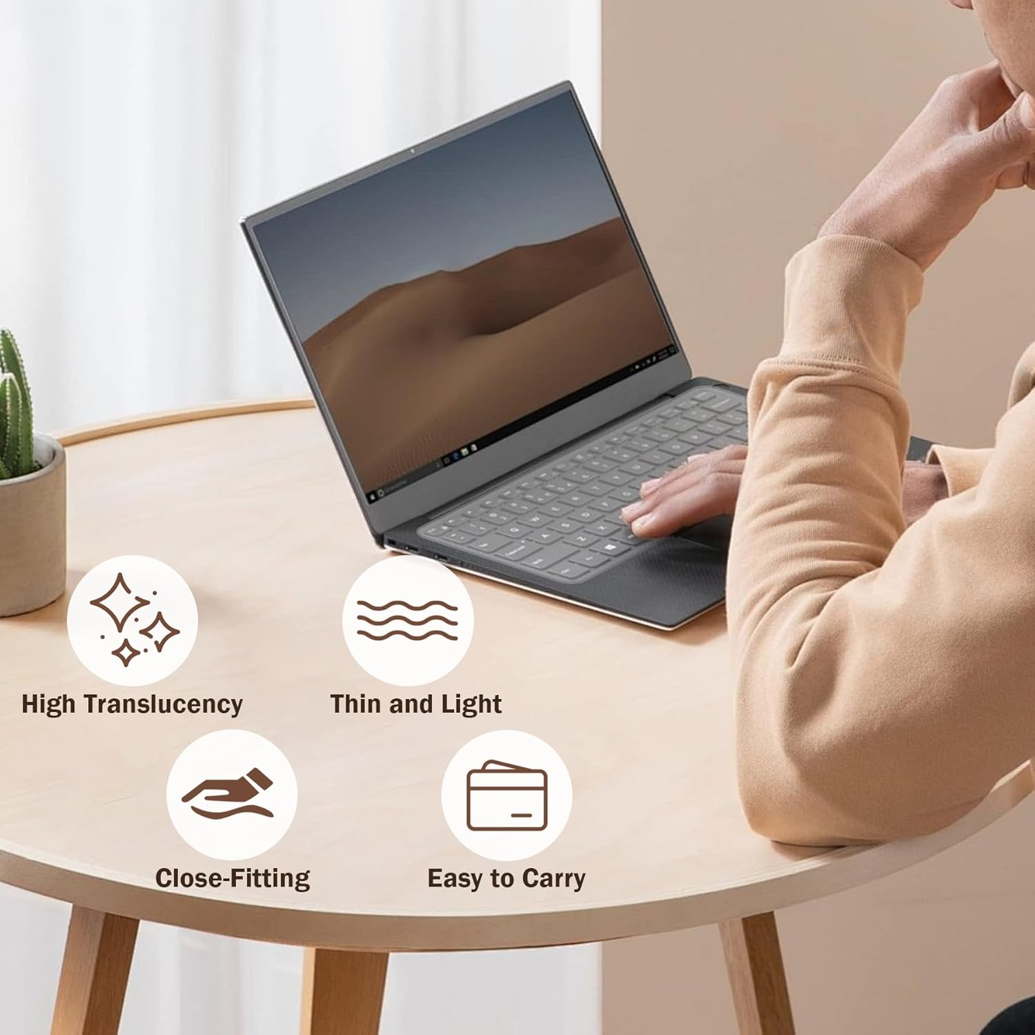 EKIND 2 Sheets Universal Waterproof and Dustproof Keyboard Cover for 15-17 Inch Laptops, with Keypad Keyboard Cover Size (L:14.17" X W:5.08"), Ultra Thin Silicone Skin Protector (Transparent) image number 6