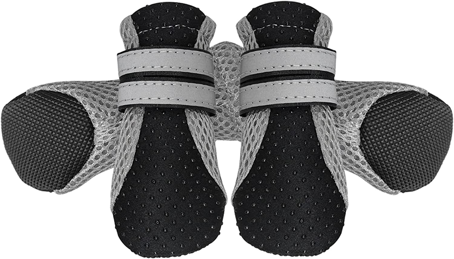 Protective Dog Boots Paw Protector, MH MOIHSING Non-Slip Pet Shoes Durable Dog Shoes Breathable Dog Booties for Small Dogs Outdoor(Size Large, 2 Pairs, Black) image number 3