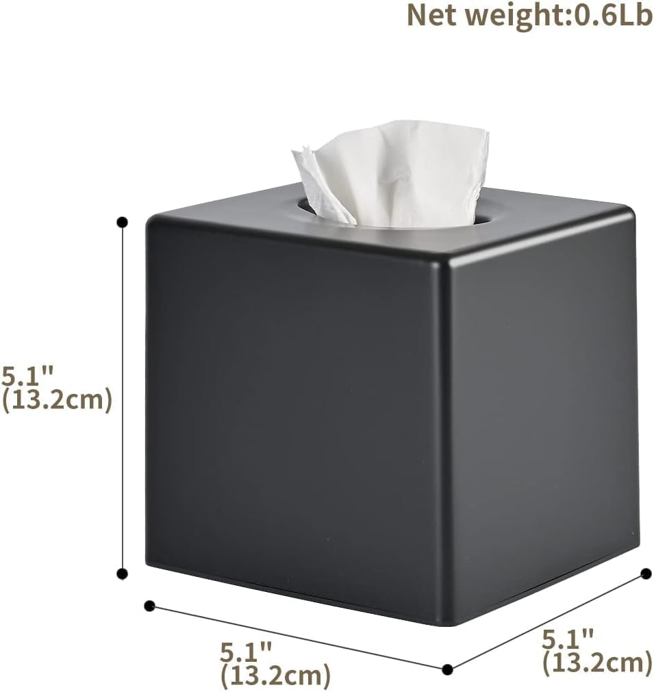 Tissue Box Cover, Square Facial Holder Storage for Bathroom Vanity, Countertops, Dressers, Night Stand, Parlors and Offices - Black image number 1