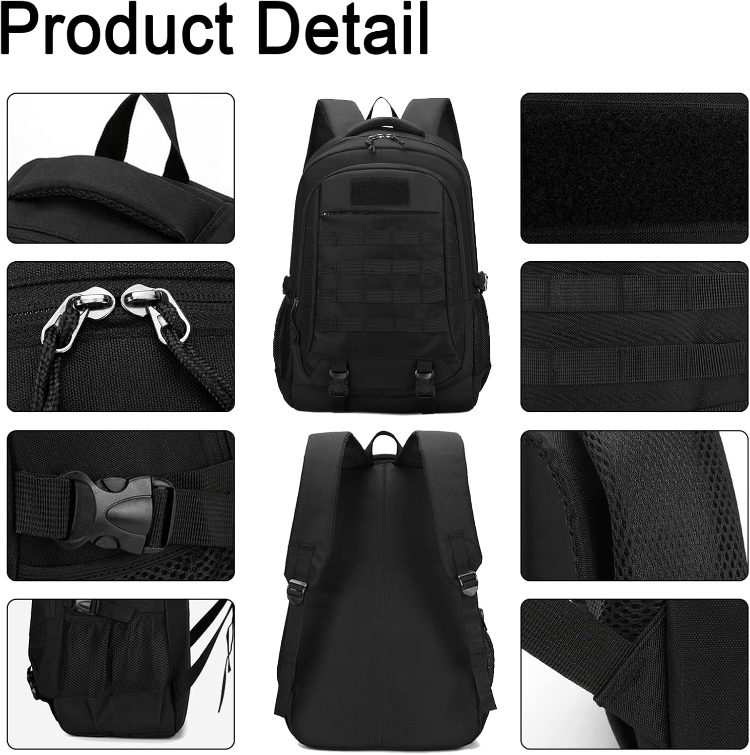 Aocmpxs Tactical Backpack, 35L Military Backpacks Hiking Daypack for Water-Resistant 3 Day Assault Bag Molle Army Pack image number 4