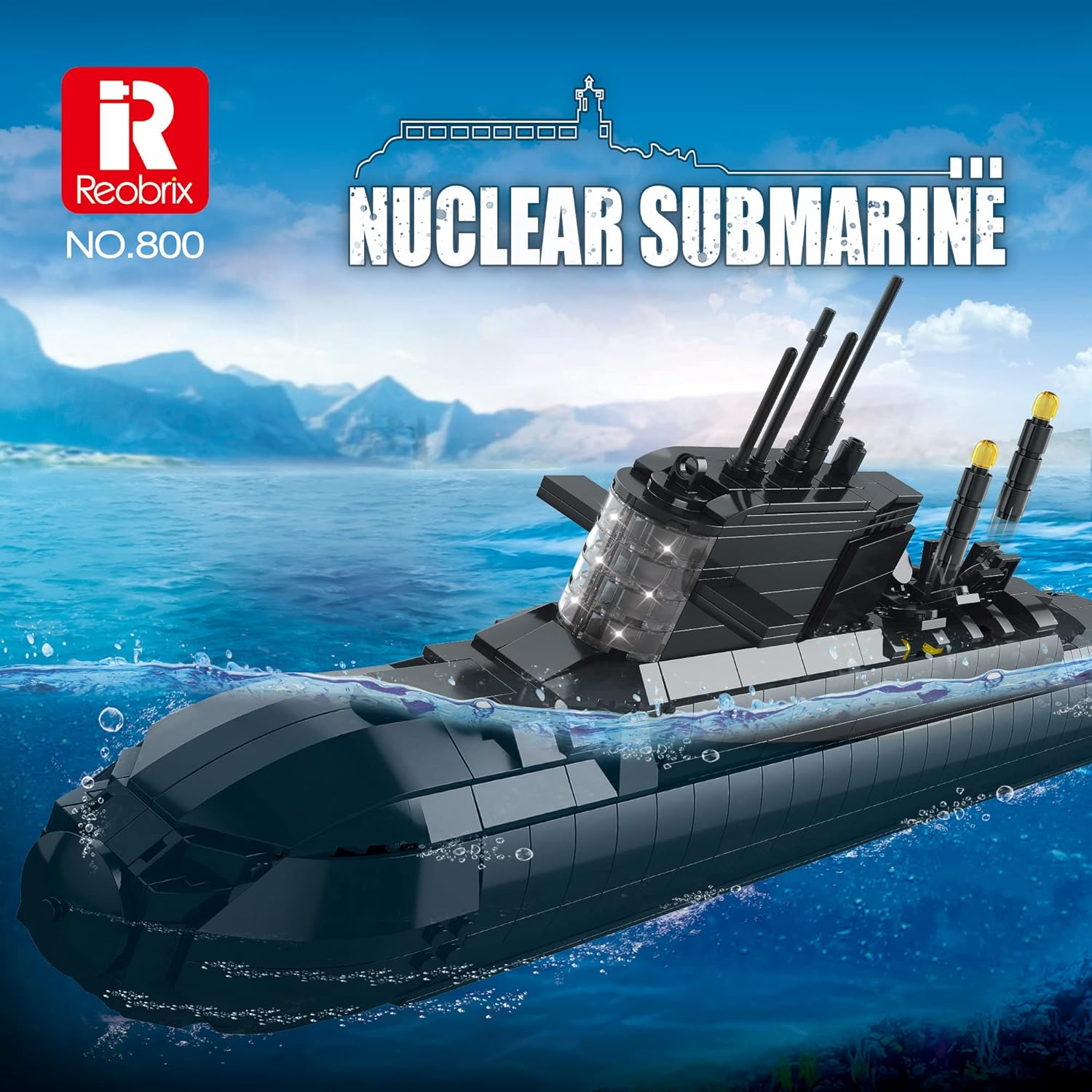 Reobrix 800 Nuclear Submarine Building Blocks Set, Military Submarine Model Construction Kit with Light, Battleship Building Toy for Display and Collectible, Compatible with , 1498 Pieces image number 1