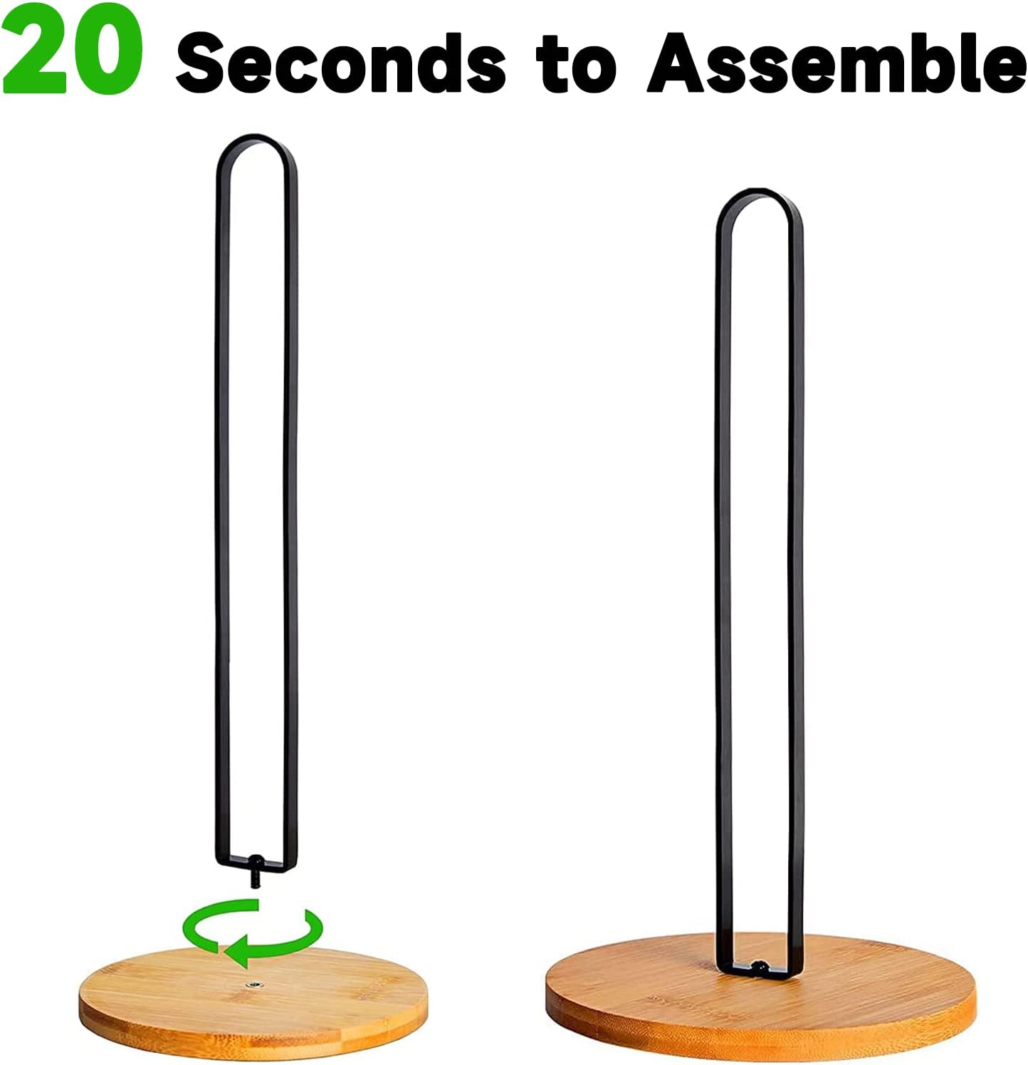 TONLEA Wooden Paper Towel Holder Countertop, Kitchen-Towel-Holder Freestanding with Non-Slip Base for Bathroom - Black,Blue image number 4