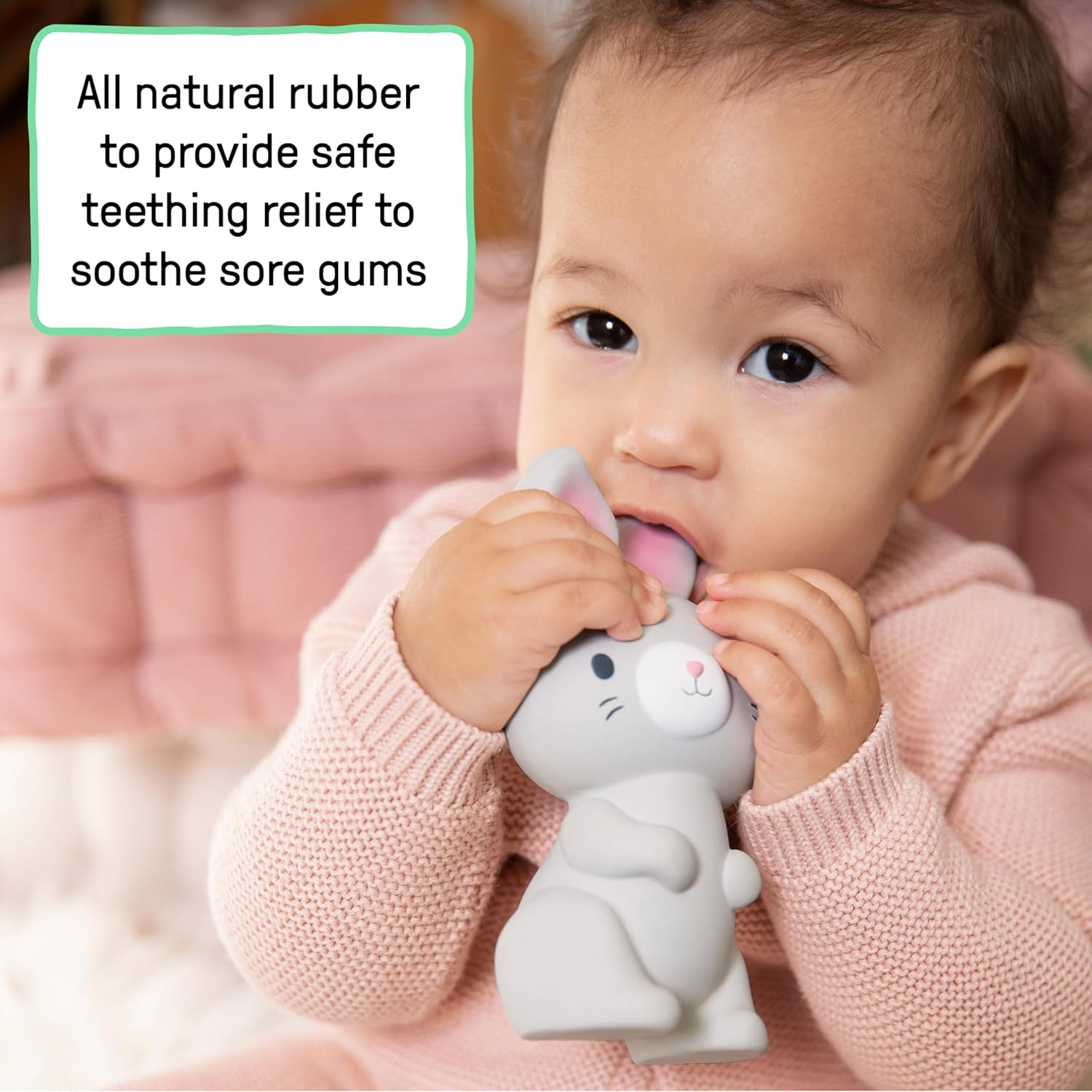 Ingenuity Sylvi Natural Rubber Teether 5.75" Toy, BPA Free, for Babies Ages 3+ Months, Multisensory image number 4