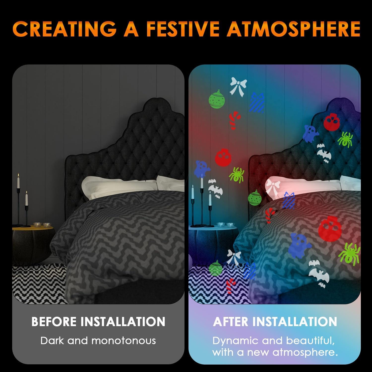 AUTOWT Halloween Christmas Projector Lights, Holiday Light Projector Outdoor, LED Projection Lights with 2 HD Slides for Indoor Outdoor Xmas New Year Party Landscape Decorations image number 1