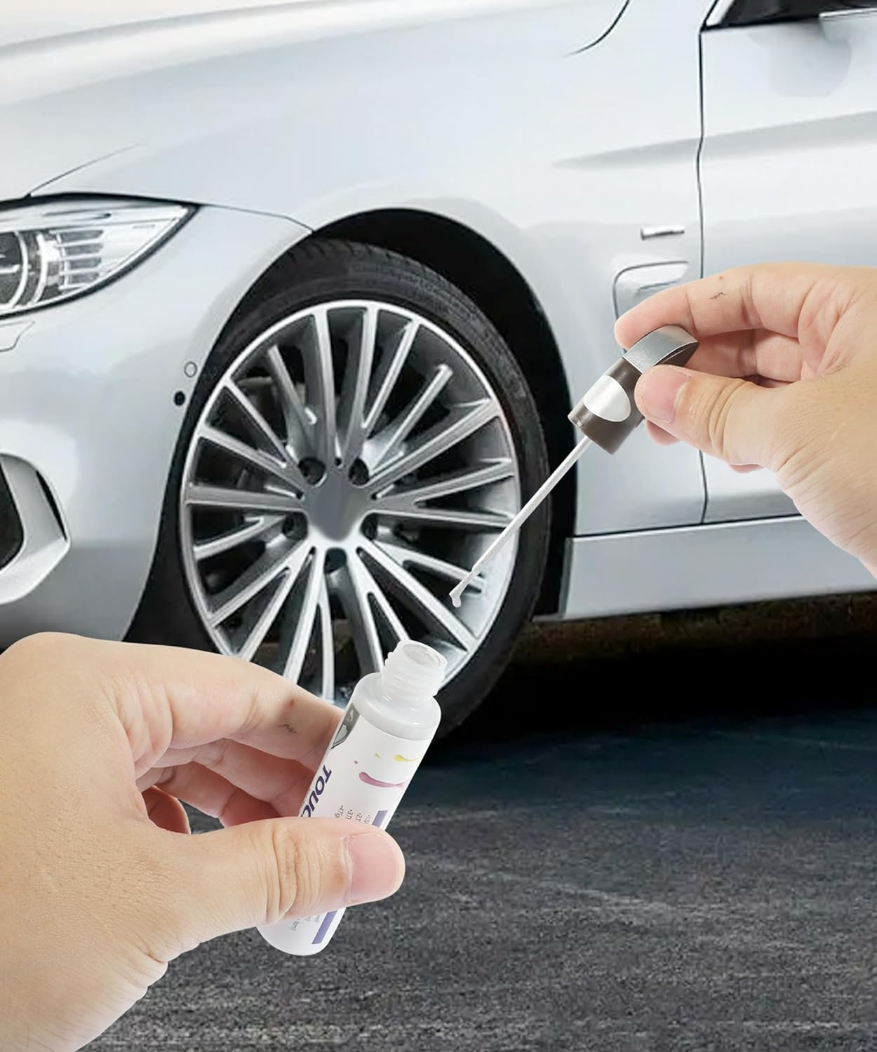 AOCISKA Car Paint,Touch up Paint,Car Accessories Wheel Touch up Paint,Wheel Repair Kit,Rim Scratch Repair Pen,Two-In-One Rim Paint for Automotive Scratch Repair (Silver) image number 1