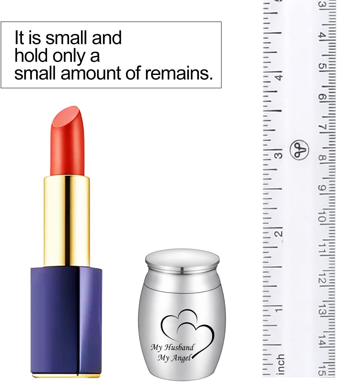 Small Keepsake Urns for Human Ashes Mini Cremation Urns for Ashes Stainless Steel Memorial Ashes Holder-My Husband My Angel image number 5