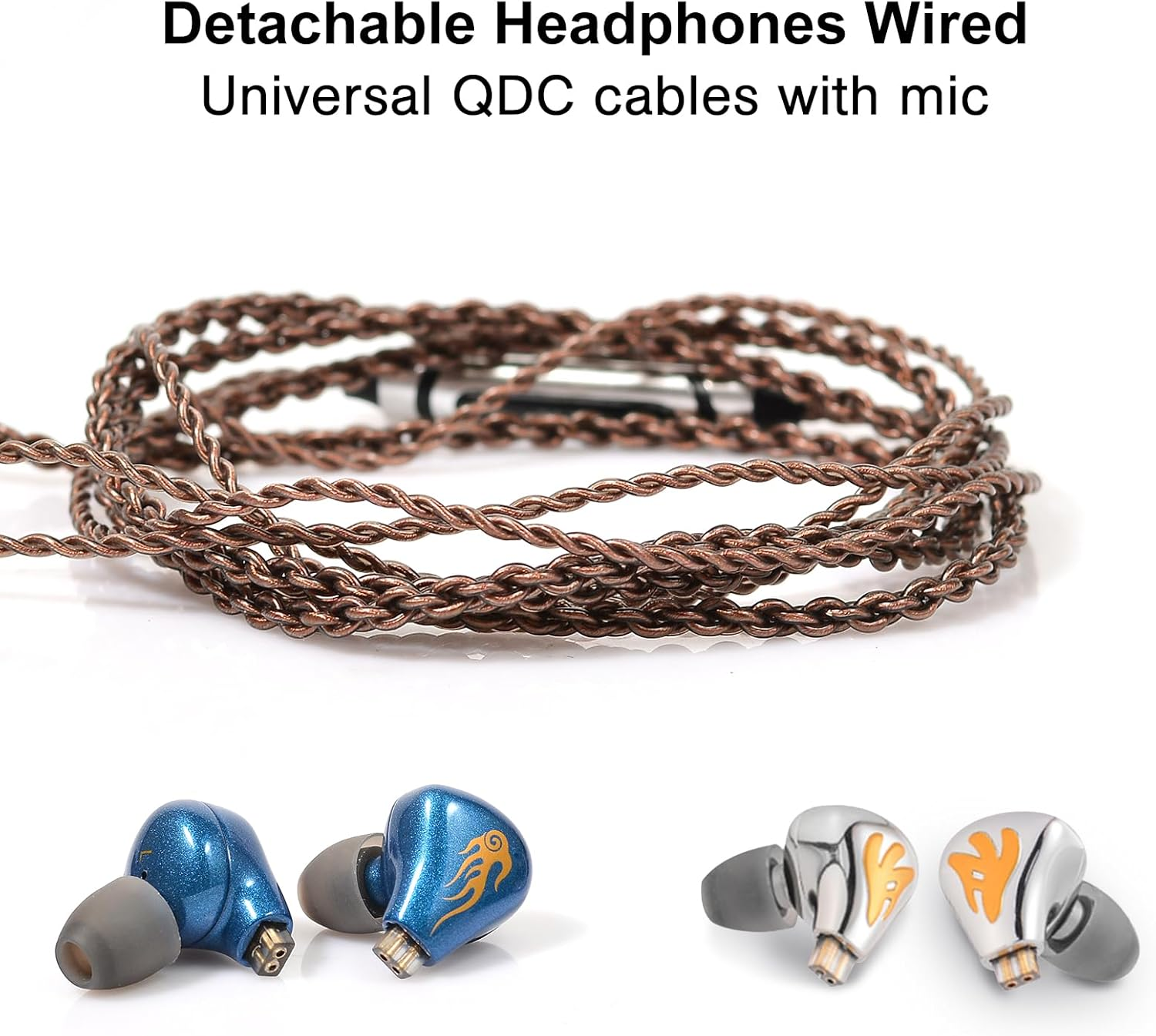 YYSEE over the Ear Headphones/Earphones Detachable Cable Design Hifi Quad Balanced Armature Driver In-Ear Monitors for Ios and Android Computer PC Tablet (Blue Flame) image number 4