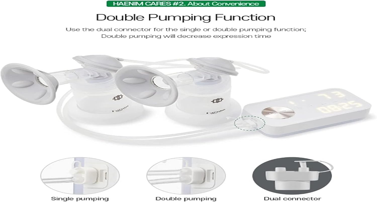 Haenim 7V Portable Breast Pump, White/Gold image number 4