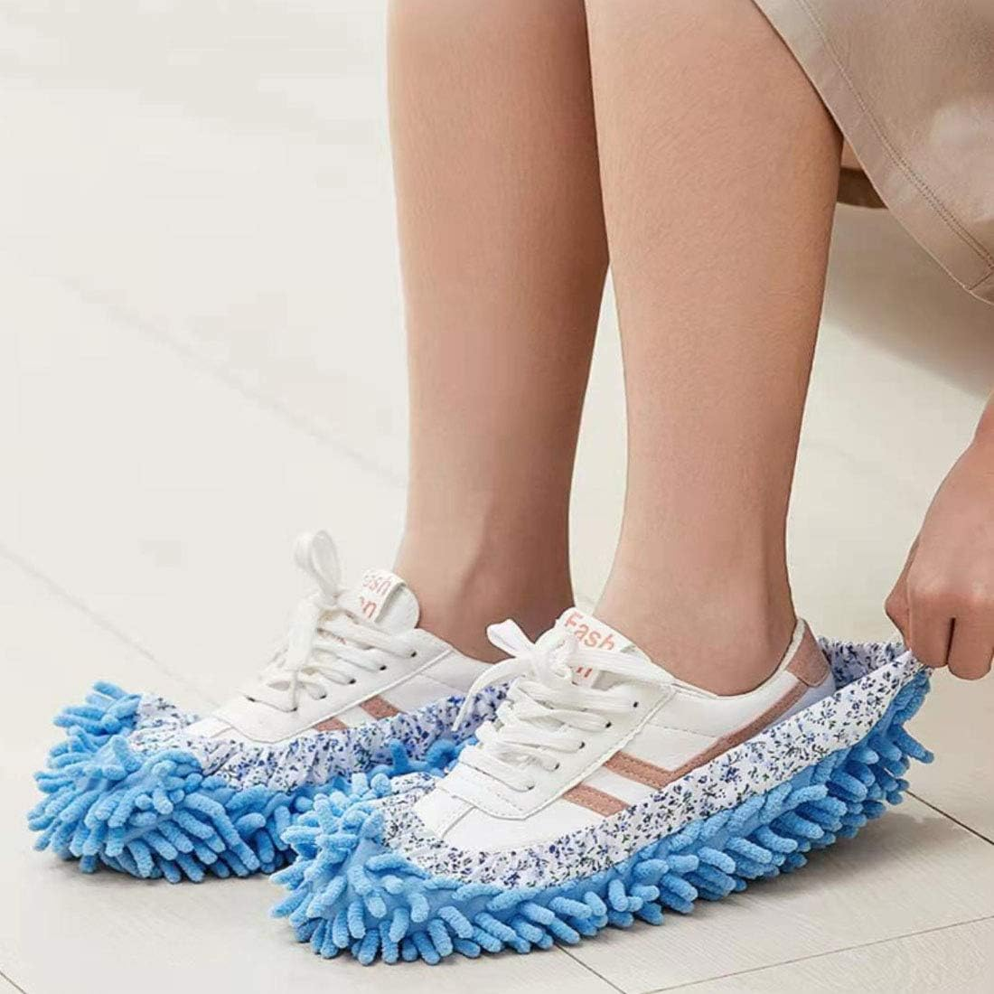 Mop Slippers Shoes Cover Multi-Function Dust Duster Soft Washable Reusable Floor House Men Women Sweeper Cleaning Mop Tool for Bathroom,Office,Kitchen, (Multicolored 4 Pairs/8 Pcs) image number 6