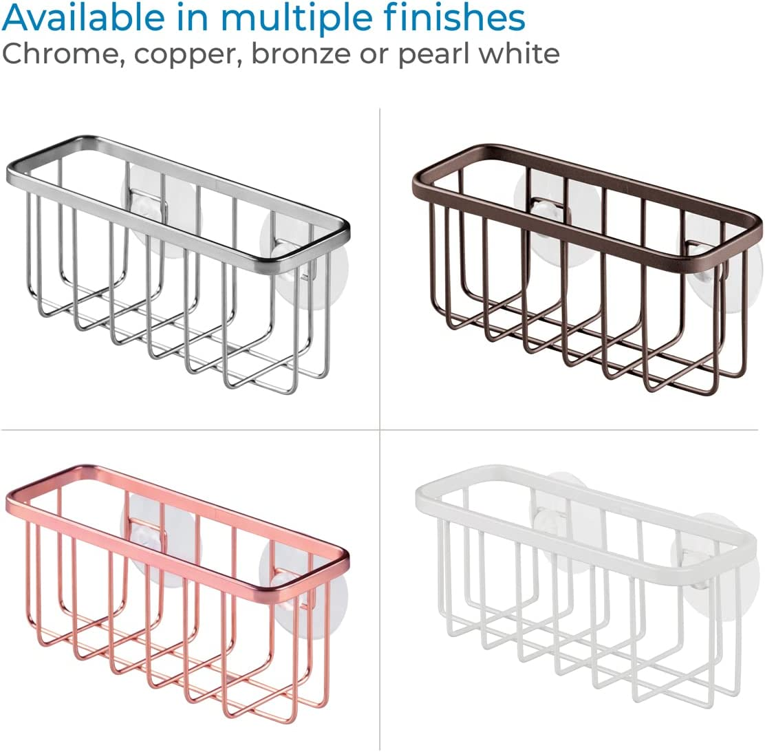 Interdesign Gia Kitchen Sink Suction Holder for Sponges, Scrubbers, Soap - Bronze