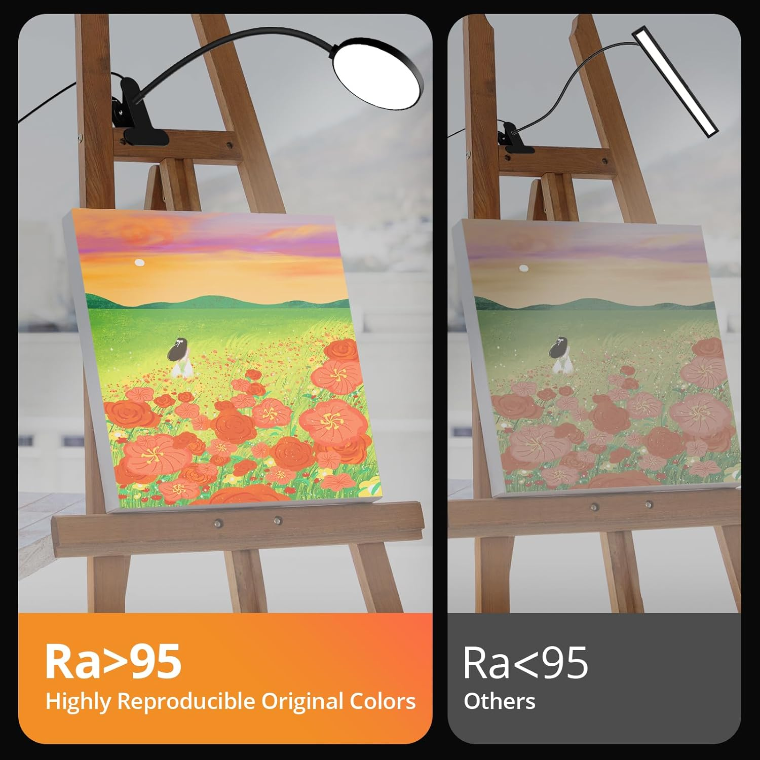 Reading Light with Remote, LED Desk Lamp Clip on [1H Timer & Nightlight] RA>95 Dimmable Flexible Gooseneck, USB Reading Lamp Clamp for Table - 3.5'' (Adapter Included)