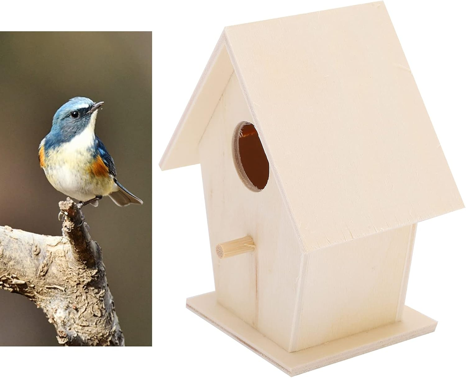 Wooden Bird House, Mini Outdoor Hanging Birdhouse Bird Nesting Box Garden Balcony Courtyard Ornaments, Birds Nests for Parrots Sparrow and Hummingbird(S) image number 3