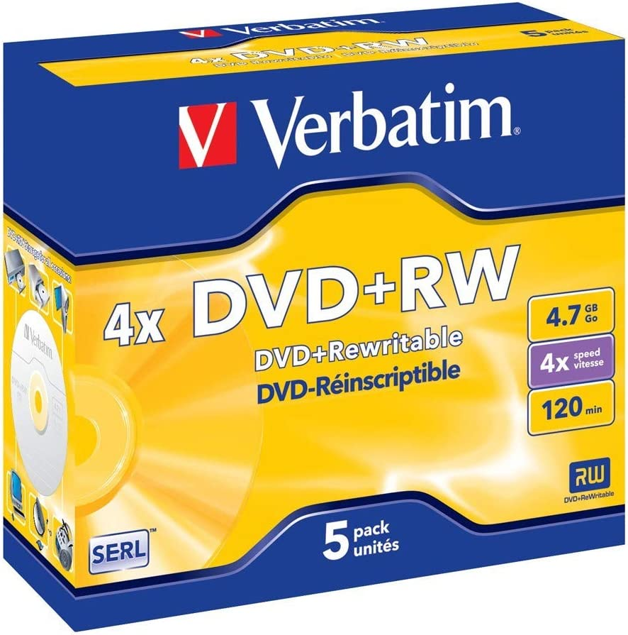 Verbatim DVD+RW 4.7GB Jewel Case 4X (5 Pack)