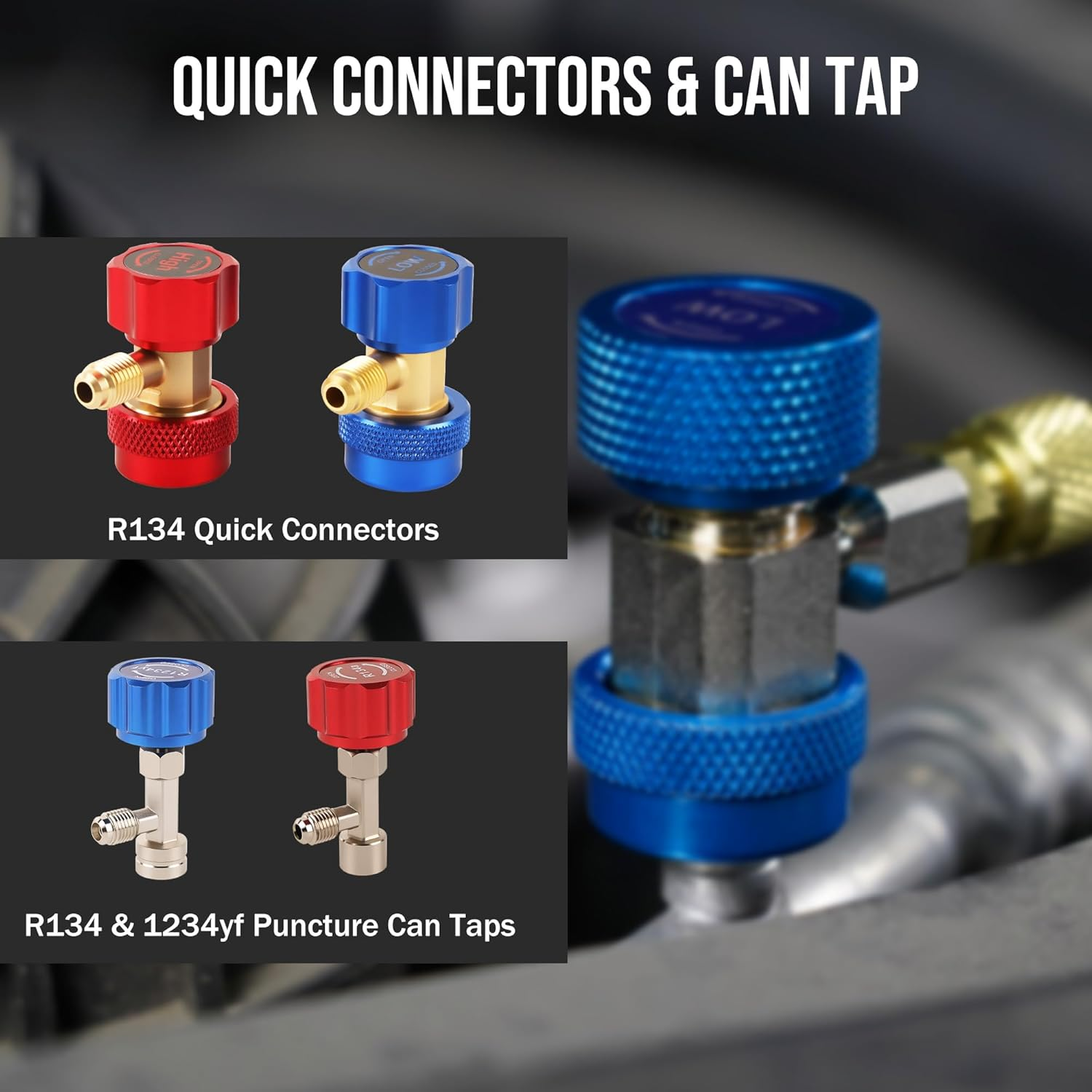 Lichamp HVAC Gauges with 5 FT Hoses, AC Manifold Gauge Set R134A R1234 R410A and R32 Refrigerant Gauges image number 1