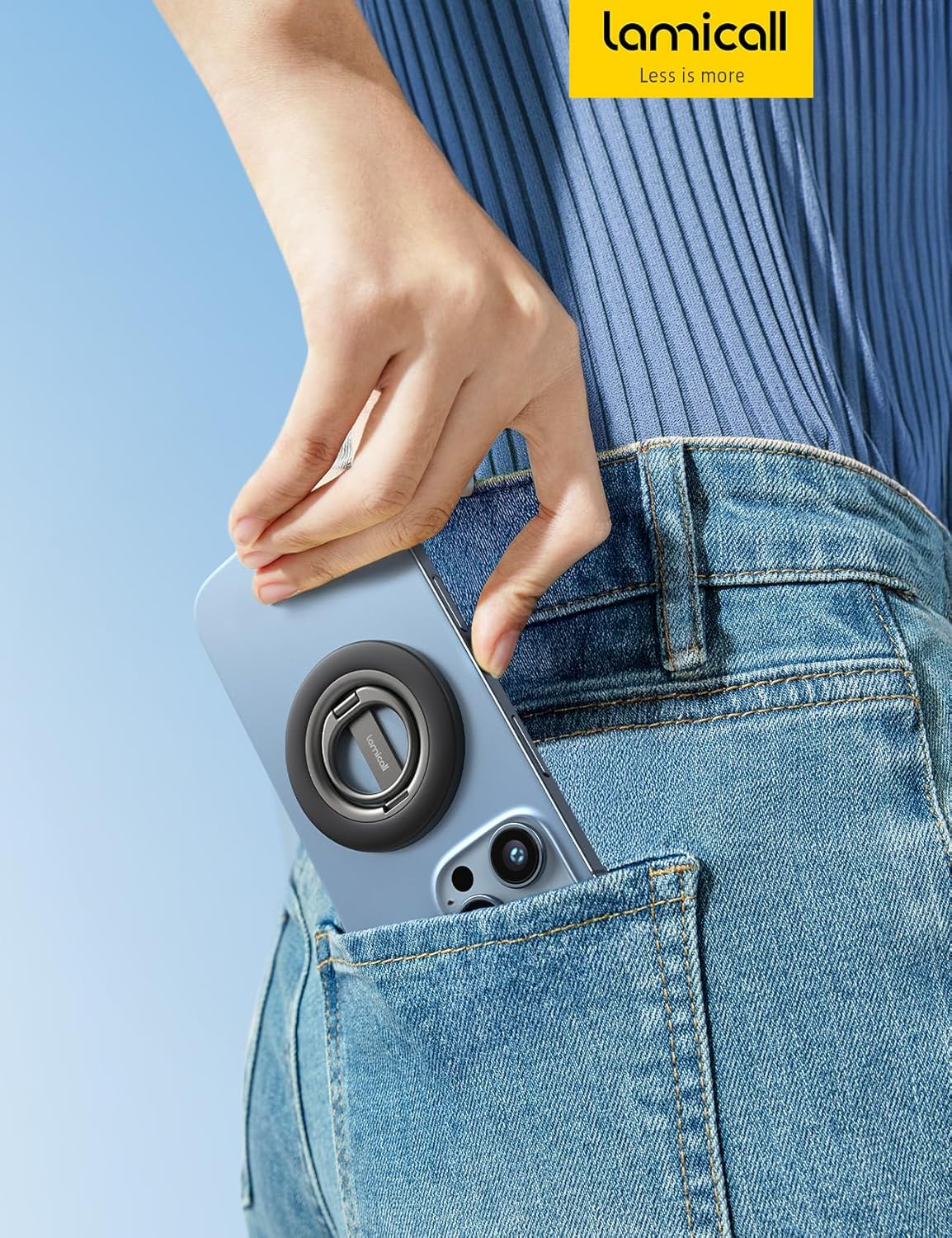 Lamicall 2025 [Stable Dual-Hinge] Magnetic Phone Grip Stand for Mag Safe, Finger Ring Holder Phone Kickstand [Super Magnet] 360&deg; Rotation Ring, Mag Safe Accessories for Iphone 17 Pro Max Air 16 15 14 image number 4