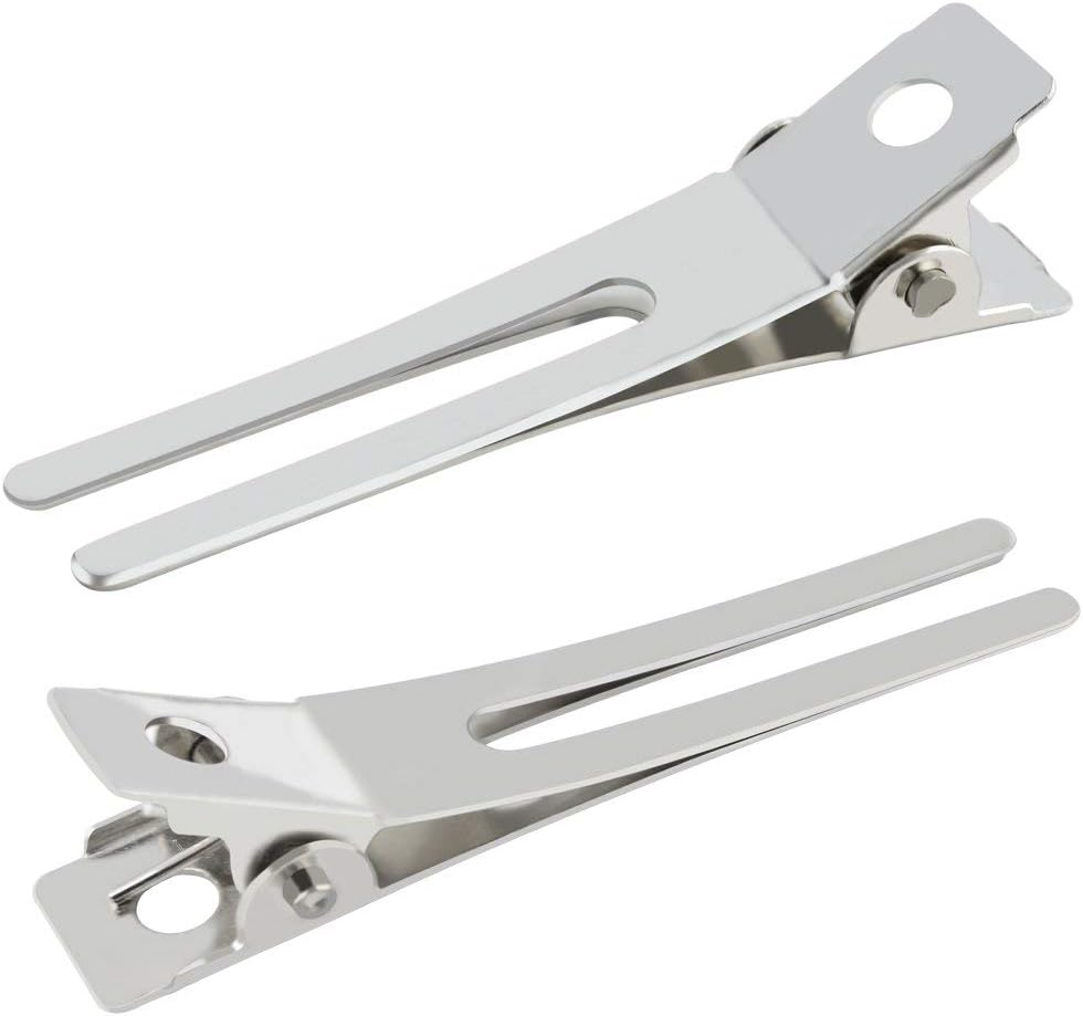 50Pcs Hairdressing Double Prong Curl Clips, 1.8Inch Curl Setting Section Hair Clips Metal Alligator Clips Hairpins for Hair Bow Great Pin Curl Clip Styling Clips for Hair Salon Barber (Silver) image number 1