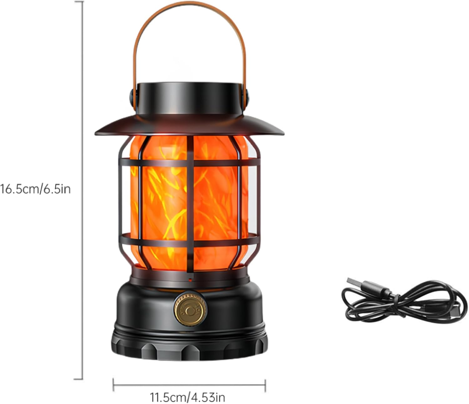 Clearhill Rechargeable Camping Lantern, Flame Decorative Table Lamp, 2Modes LED Light with Hook,Dimmable Vintage Style,Portable Waterproof Camping Light for Indoor/Outdoor Use (Black) image number 4